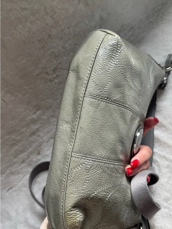 Coach Metallic Pewter Leather Shoulder Bag - Picture 4 of 5